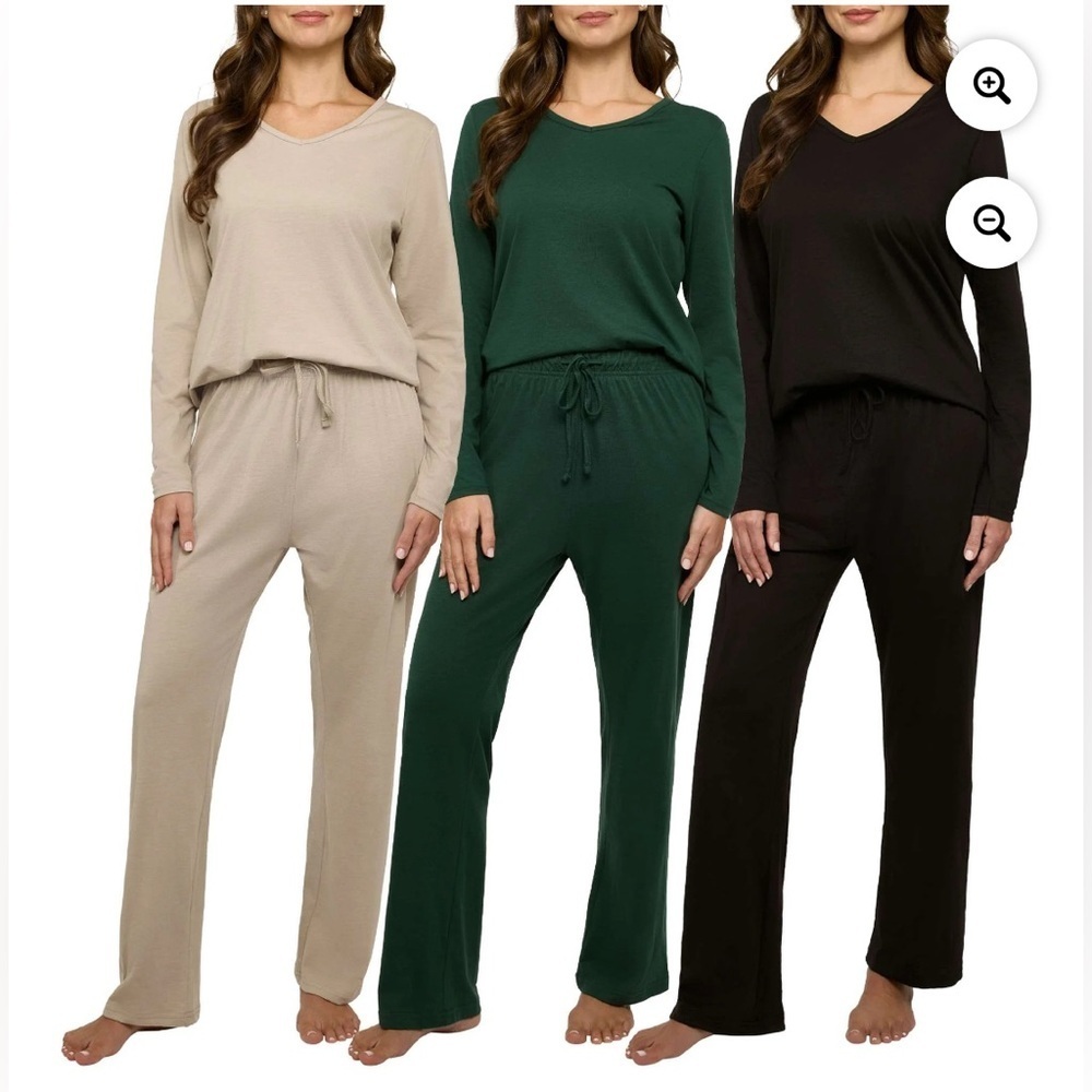 Women's Cozy Loungewear Set - Beige, Green, Black 018 - Picture 1 of 6
